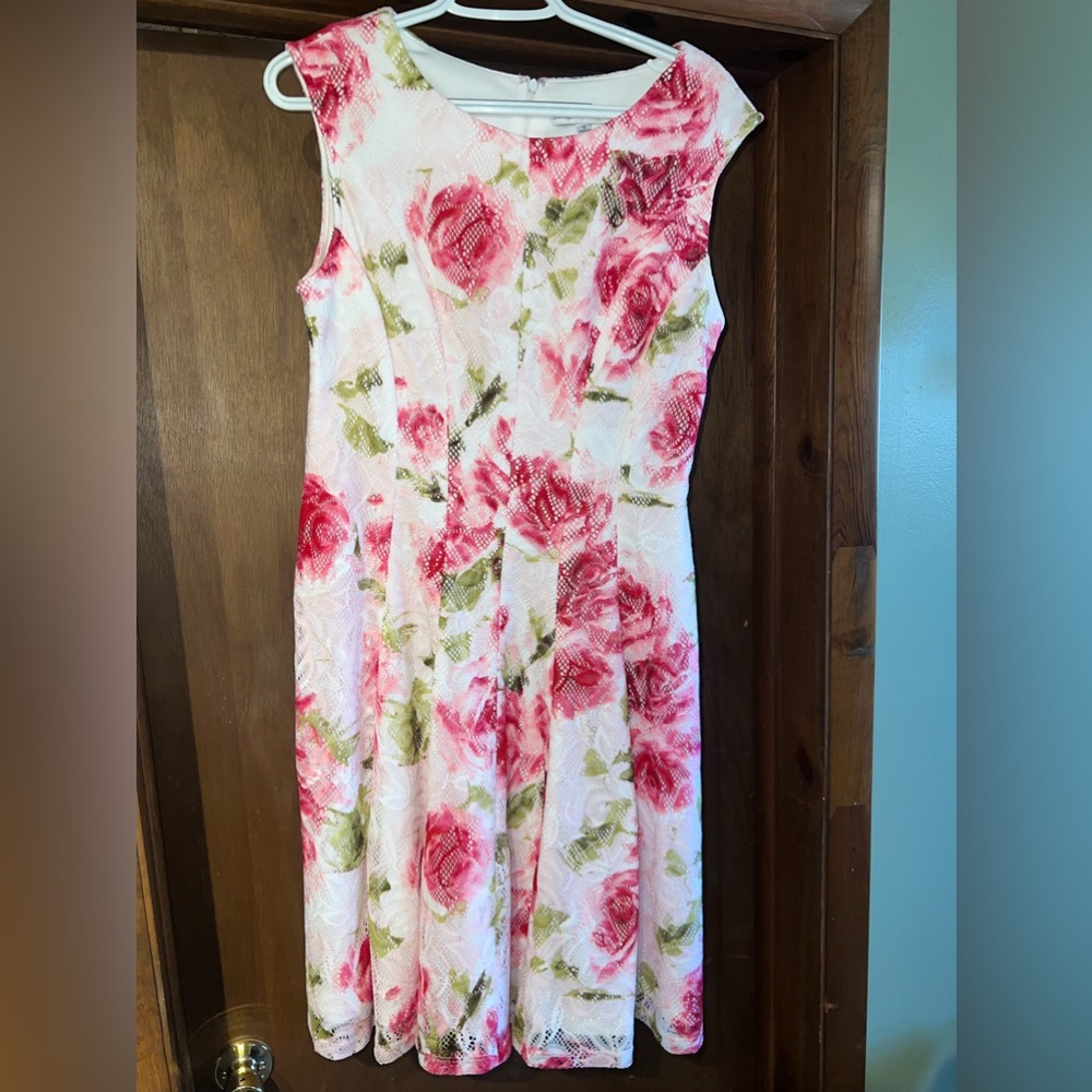 Sandra Darren pink/white Floral Cocktail midi dress 12
